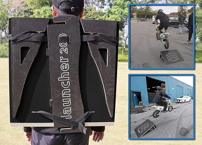Andjoor Kids Jumping Ramp for Skateboard, Bike, Scooter, BMX, RC Car and Dirt Bike, 25.2 in, Black thumbnail 5