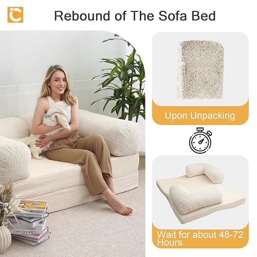 COMAX 4-in-1 Folding Sofa Bed Queen – Convertible Futon Sleeper Mattress Chair Space-Saving Lounge | Foldable Floor Couch | Comfy Guest Bed for Living Room or Bedroom thumbnail 9