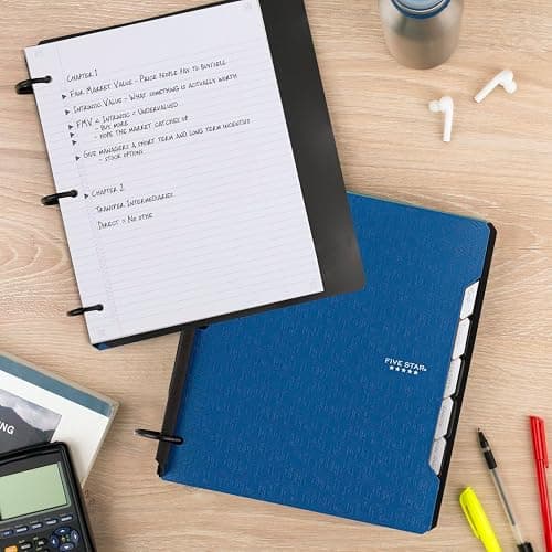 Five Star Flex Refillable Notebook + Study App, College Ruled Paper and 1-1/2 Inch TechLock Ring Binder with Pockets, Tabs and Dividers, 300 Sheet Capacity, Pacific Blue (29324AD2) thumbnail 7