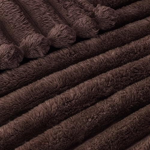 Exclusivo Mezcla Striped Fleece Throw Blanket for Couch, Sofa, Coffee | 50"x60" Soft Breathable Cozy Bed Blankets, Lightweight Plush Fluffy Fuzzy Jacquard Decorative Bedding thumbnail 5