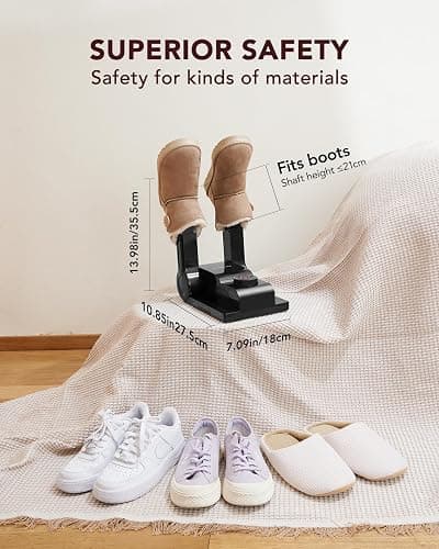 FORLIM [Upgraded Temperature Control] Boot Dryer for Work Boots - Shoe Dryer with 24-Hour Delay Timer, Portable Glove Dryer & Boot Warmer, Automatic Shut-Off Timer, Folding Design, Smart Panel, Black thumbnail 8
