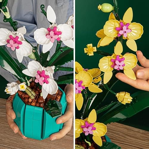 JOJO&Peach Orchid Bonsai Building Set, Botanical Collection, Artificial Flowers for The Home or Office, Gifts for Valentine, Mother's Day, Anniversary, Birthday (811 Pieces) thumbnail 7