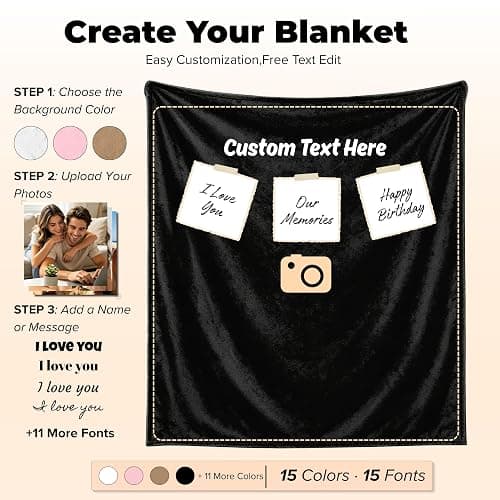 SwiftBay Custom Blanket with Pictures, Personalized Photo Blanket Gift | Personalized Photo Blanket for Couples, Family, Birthdays, Retirement, Coworkers and Company Appreciation Gifts. thumbnail 2