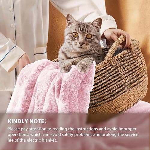 Homemate Electric Heated Blanket Full Size - 72"x84" Heating Blanket Full Size 1/2/4/6/8 Hours Auto-Off 10 Heat Level Over-Heat Protection Luxury Faux Fur Sherpa ETL Certification thumbnail 6