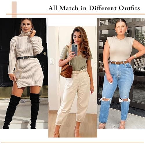XZQTIVE 3 Pack Women Belts For Jeans Dresses Pants Ladies Leather Waist Belt with Gold Buckle thumbnail 3
