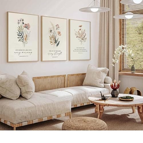 PLPKEYGR 3 Pcs Christian Flower Wall Art Flower Scripture Wall Decor God Quotes Canvas Painting Prayer Room Pictures Inspirational Bible Verse Posters For Living Room Bedroom 12x16 in Poster thumbnail 4