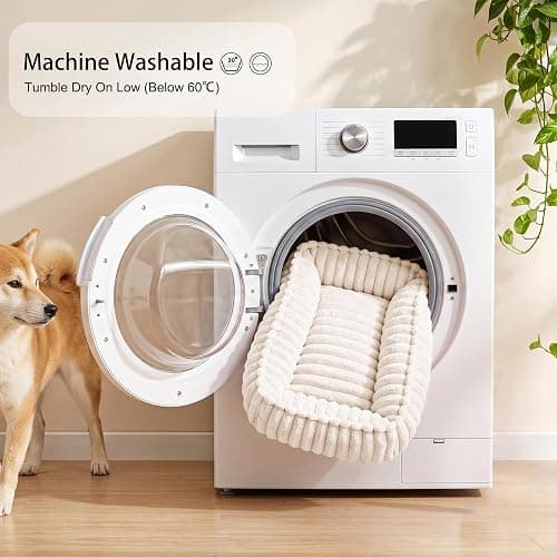 Jolifield Orthopedic Large Dog Bed Calming Pet Sofa Bed 36''x28'' Ivory | Rectangle Plush Orthopedic Dog Couch Large Sized Dogs,Anti-Anxiety, Nonskid Bottom, Washable Soft Puppy Cuddler Up To 50 Lbs thumbnail 6