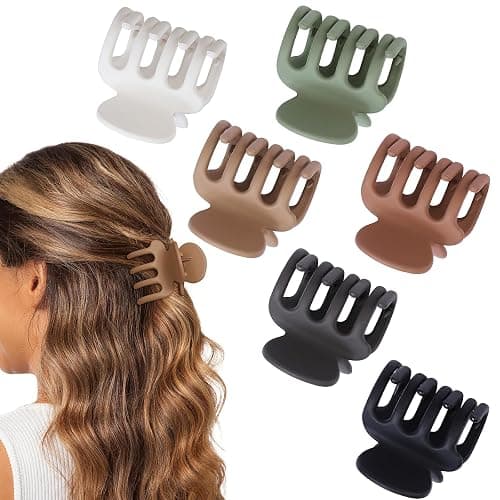 USDNICE 6 Pcs Hair Clips Small Claw Clips for Thin Hair Medium Matte Non-slip Hair Accessories for Women and Girls (Brown) thumbnail 2