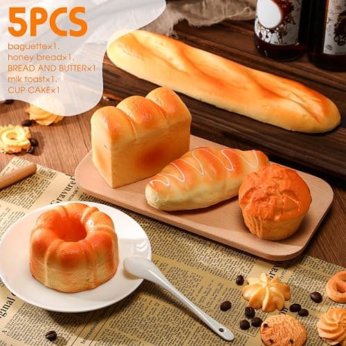 Foilswirl 5 Pcs Bread Stress Toy Soft Toast Breads Shape Toy Slow Rising Balls for Kids Adult Anxiety Stress Relief Funny Birthday Gifts Classroom Prizes Office Desk Decor(Bread Style 2) thumbnail 7