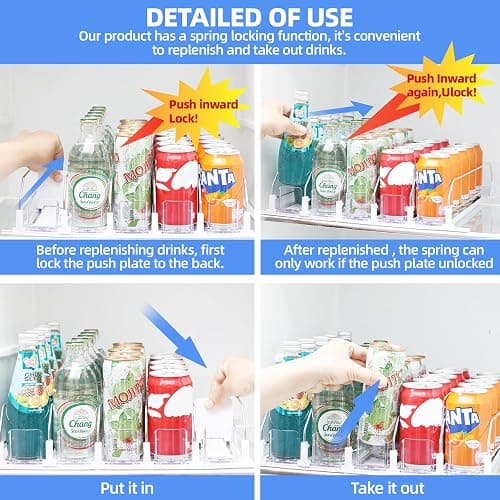 GlintFy Drink Organizer for Fridge,Soda Can Dispenser for Refrigerator,Upgraded 5 Row Fridge Drink Organize,Drink Pusher for Fridge,Automatic Refrigerator Drink Organize for Fridge Holds up to 25 Cans thumbnail 8