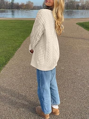 ANRABESS Sweaters for Women Oversized Cable Knit Fall Long Sleeve Crewneck Casual Pullover Sweater Tops 2025 Winter Outfits thumbnail 8