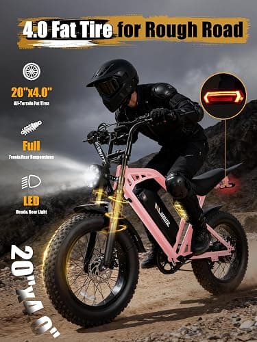 ESKUTE V200 Electric Dirt Bike for Adults,52V20.8Ah Battery,20" x4.0 Fat Tire,32MPH,NFC Unlock Color Display,7-Speed Dual Suspension,Dirt E-Bike,80 Miles, Streamlined Frame, E-Bike for Youth & Adults thumbnail 4