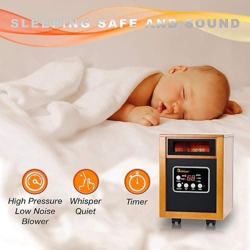 Dr Infrared Heater Portable Space Heater, Original, 1500-Watt, Cherry (Pack of 1) thumbnail 5