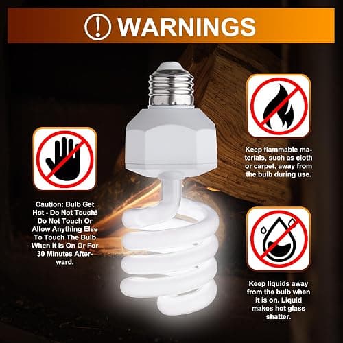 Jugbuy UVB Reptile Light Bulb 10.0, 23W UV Spiral Compact Florescent Terrarium Lamp Ideal for Desert Reptiles Bearded Dragons Lizard Tortoise Iguanas Chameleons Snake - 2 Pack thumbnail 6