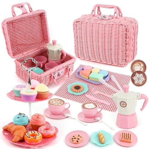 Viwulute Afternoon Tea Toys Set Pretend Play Food Toys for Toddler Girls, Party Tea Playset Toy Gifts for 3 4 5 6 Year Old Girl Boy Kids Toddlers - Image 1