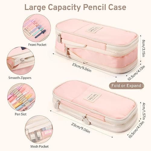 DazSirit 62 PCS Aesthetic Stationery Set with Foldable Pencil Case, 12 Pastel Highlighters, 4 Erasable Pens, 5 Gel Pens, 6 Mechanical Pencils, Sticky Notes – School Supplies for Girls & Teens (Pink) thumbnail 2