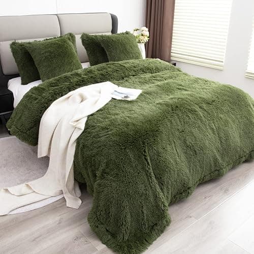 YUSOKI Twin Size Faux Fur Throw Blanket(Olive Green,60" x 80"),Whithout Pillows,Winter Lightweight Plush Fuzzy Soft Cozy Microfiber Comfy Bed Blanket for Women Kids Girls Couch Sofa Washable thumbnail 6