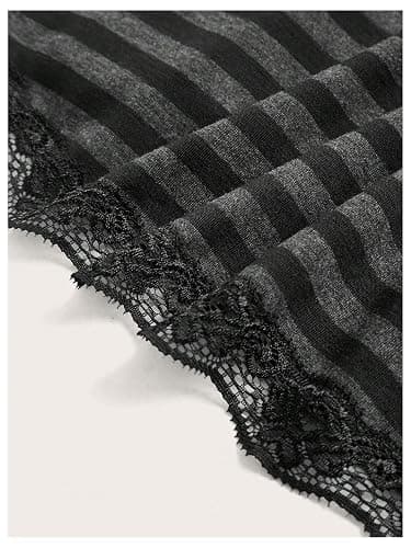 SOLY HUX Womens Y2K Lace Cami Striped Cute Babydoll Tops | Spaghetti Strap Camisole, Grunge Clothes, Going Out Tops, Gothic thumbnail 7