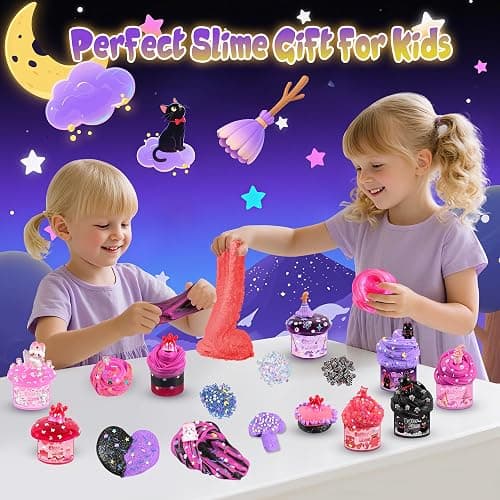 Joytry Red Black Slime Kit 8 Packs, Kids Slime Toys, Cloud, Butter Clear Slime with Cute Bunny Cat Charms, Goodie Bag Stuffers for Birthday Christmas Easter Gift thumbnail 7