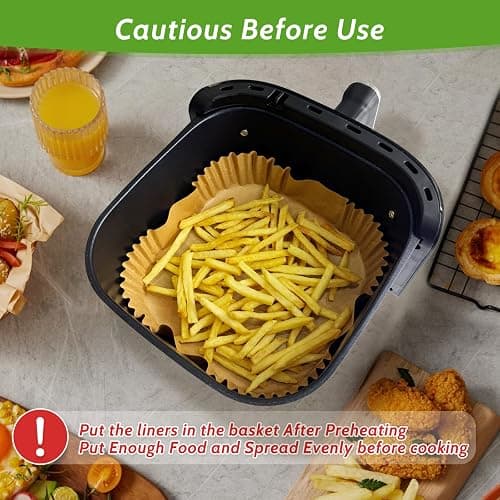 360 Pcs 8” Square Unbleached Heavy Duty Air Fryer Paper Liners Disposable, Non-Stick & Non-Leak Parchment Paper Liners for Airfryer Basket, Deep Fryer Parts & Accessories thumbnail 7
