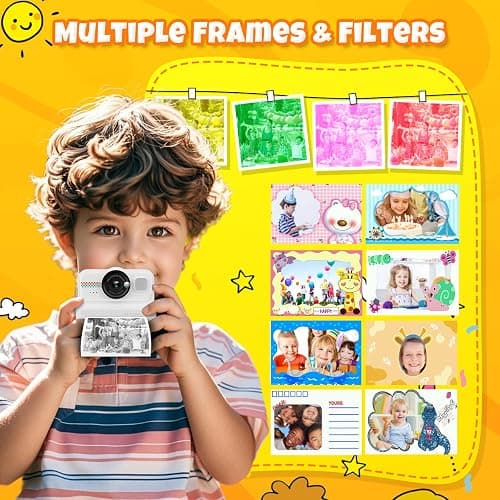 HiMont Kids Instant Print Camera, 1080P HD with 3 Rolls Print Paper & 32GB Card, Ideal Kids Toys Gifts for Boys & Girls Age 3-14 (Black) thumbnail 5
