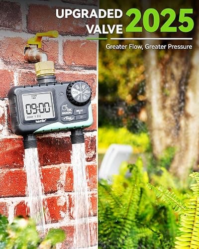 RAINPOINT Water Timer for Garden Hose - Sprinkler Timer with Brass Swivel - Rain Delay/Manual Watering/Automatic Irrigation Programmable Faucet for Yard, 2 Outlet thumbnail 4