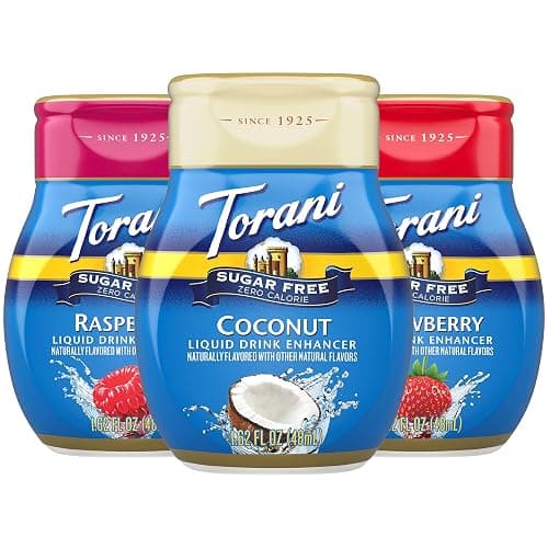 Torani Sugar Free Liquid Drink Enhancer Flavors Variety 3-Pack, 1.62 Oz Ea | Raspberry, Strawberry, and Coconut Water Enhancer Flavoring for Dirty Sodas, Lemonade, Iced Tea, Skinny Cocktails - Image 1