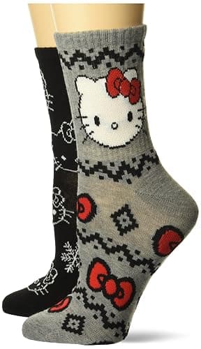Hello Kitty womens Holiday 2 Pack Mid Crew Socks - Image 1