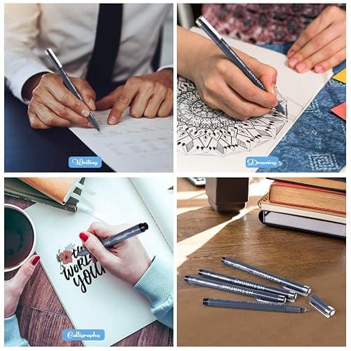 Hethrone Penne Calligrafiche, penne per scrivere a mano e set di calligrafia nera per principianti, Scrittura, Firma, Disegno e Illustrazione (8 dimensioni) thumbnail 4