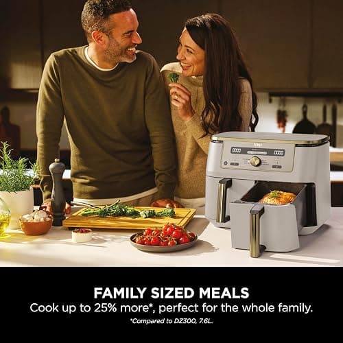 Ninja MAX Dual Zone Digital Air Fryer, 2 Drawers, 9.5L, 6-in-1, Uses No Oil, Air Fry, Max Crisp, Roast, Bake, Reheat, Dehydrate, Non-Stick, Dishwasher Safe Baskets, Stone Gold DZ400UKSTGD thumbnail 7