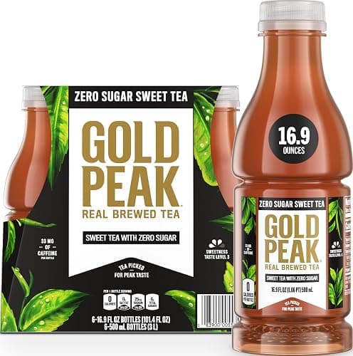 Gold Peak Iced Tea, Zero Sugar Sweet Tea Bottles, 16.9 fl oz, 6 Pack - Image 1