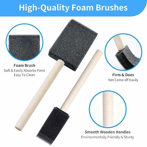 12Pcs Foam Paint Brushes Set: 1 Inch & 1.5 Inch Sponge Paint Brushes with Wooden Handle, Lightweight & Durable for Painting, Staining, Crafts, DIY Art, Acrylic Painting & Mod Podge thumbnail 4