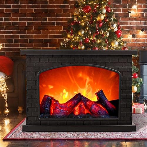 Fireplace Lanterns Decorative,Small Fake Fire Place,Flame Effect LED Fire Lamp,Battery Operated USB Charge Portable Fireplace,Indoor Outdoor Christmas Decoration (No Heater Function Black) thumbnail 8