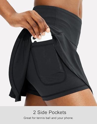SANTINY Pleated Tennis Skirt for Women with 4 Pockets Women's High Waisted Athletic Golf Skorts Skirts for Running Casual thumbnail 4