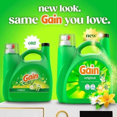 Gain Liquid Laundry Detergent, Freshness, Odor Defense, High Efficiency Washing Machine Liquid Laundry Soap, Original Scent, 132 fl oz, 100 Loads (Packaging May Vary) thumbnail 2