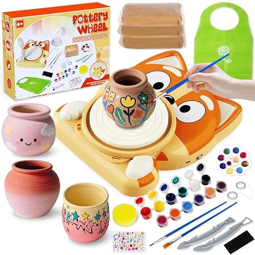 Pottery Wheel for Kids, Complete Pottery Kit for Beginners, Arts and Crafts for Kids Ages 8-12, with Air Dry Clay Painting Kit Sculpting Tools, Birthday Gift for Boys Girls 6 7 8 9 10 11 12 (Dog) - Image 1