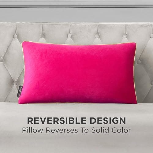 Juicy Couture Reversible Velvet Cheetah Pillow, 14" x 24" Decorative Pillow, Hot Pink thumbnail 6