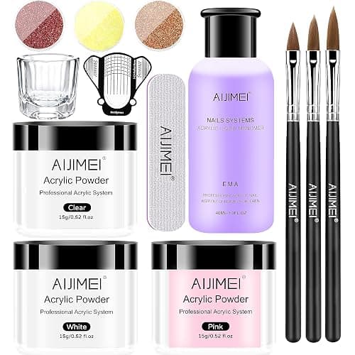 AIJIMEI Acrylic Nail Kit Acrylic nail Powder and Liquid Monomer Acrylic Nail Tools Set Nail Extension Acrylic Nail System Nail Art Starter Kit - Image 1