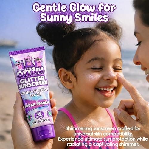 Glitter Sunscreen SPF 50 Lotion 4.5oz - Sparkle & Shimmer Sunscreen - Colored Sun screen for Kids & Women - UVA/UVB Sunshine Protection + 80 Min Water Resistant - (Scented) (USA Made) thumbnail 2