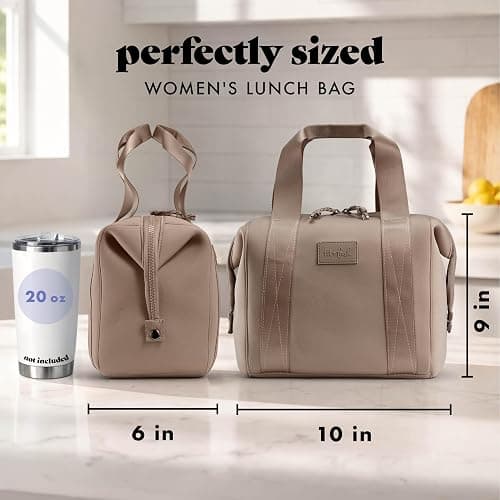 Fit & Fresh Remi Neoprene Lunch Bag for Women w/Ice Pack & Containers | Machine Washable Lunch Box For Women, Self Insulating Durable Neoprene, Large Capacity For Nurses, Teachers, School, Work thumbnail 3