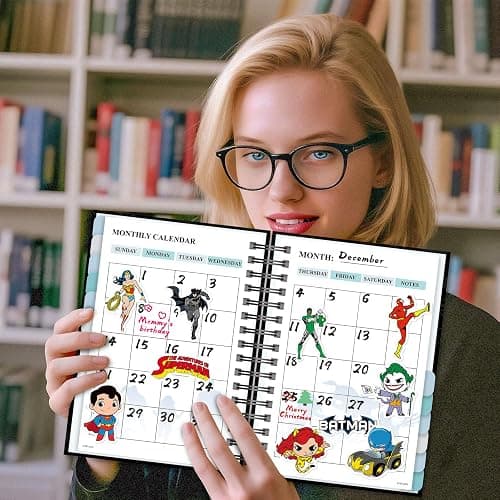 Batman 2026 Planner – Superhero Undated Daily Weekly & Monthly Planner with Calendar & Holiday Tracker, Monthly Tabs, Habit Tracker, 12 Months Spiral Agenda Book for Office School Gift Supplies thumbnail 2