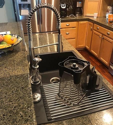 Ahyuan Roll up Dish Drying Rack Over The Sink Kitchen Roll up Sink Drying Rack Stainless Still Portable Drainer Foldable Dish Rack (Black, 17.8''X11.8'') thumbnail 6