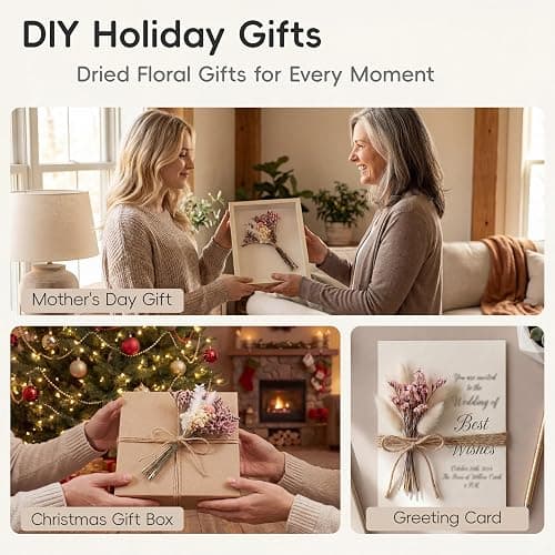 LUXEEASE DIY Boho Dried Flowers Bouquet 141 Stems, 9 Kinds Natural Preserved Flowers (Pink/White) Mini Dried Flower Arrangements for Home Wedding Centerpiece thumbnail 6