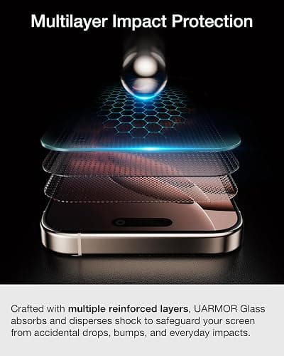 Upcommon UARMOR Screen Protector for iPhone 17 Pro Max, HD Clear, 9H Tempered Glass with Easy Installation Kit, Full Edge Coverage Fit [2Pack] thumbnail 3