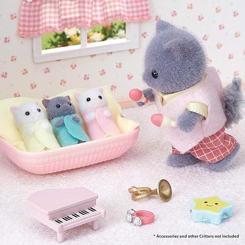 Calico Critters Persian Cat Triplets - Collectible Dollhouse Figures with Cradle Accessory thumbnail 2