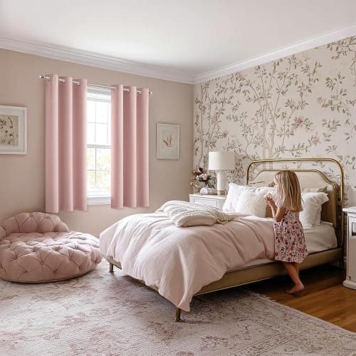 MIULEE Baby Pink Blackout Curtains for Girls Bedroom Living Room 63 Inches Long 2 Panels, Nursery Thermal Insulated Room Darkening Drapes Solid Grommet Top Noise Reducing Window Curtains 40x63 Inch thumbnail 6