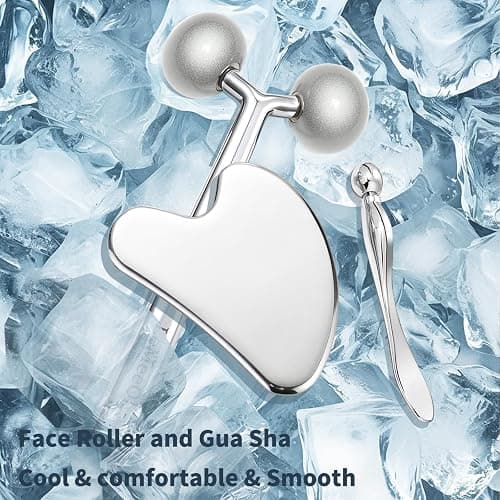 LeMeeOly 2Pcs Gua Sha Facial Tools Stainless Steel, Detailer GuaSha Set for Face Neck, Natural Skin Care Metal Gua Sha Lymphatic Drainage Face Massage Tool, Gift for Women (Heart Guasha Set) thumbnail 6