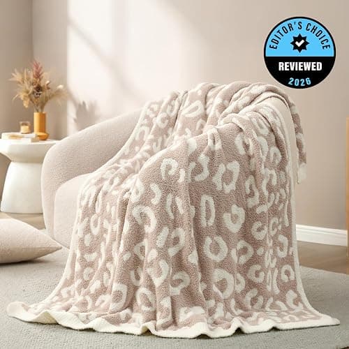 Snuggle Sac Leopard Throw Blanket for Couch Bed Sofa 50x60 inches, Reversible Beige Leopard Blanket Ultra Soft Cozy Blankets for Women Mothers Birthday Gifts thumbnail 4