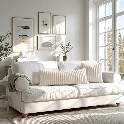 MIULEE Faux Fur Decorative Throw Pillow Covers 18x18 Inch Set of 2, Modern Spring Home Decor Soft Plush Couch Pillows Cozy Fluffy Cushion Covers for Sofa Bed Beige thumbnail 7