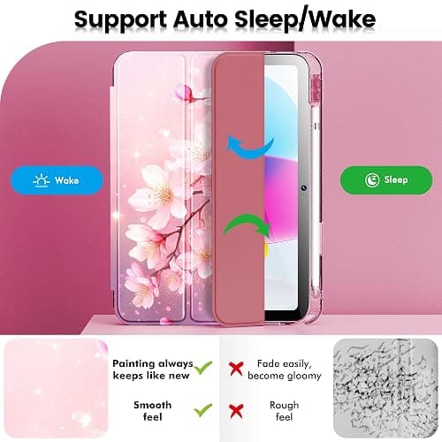 INFILAND Compatible with iPad A16 11th Generation 11 Inch 2025 Case, iPad Case 10th Generation 10.9 Inch, Glitter Cover with Sparkly Clear Back, Pencil Holder, for Kids Girls (Blossom Pink Glow) thumbnail 6